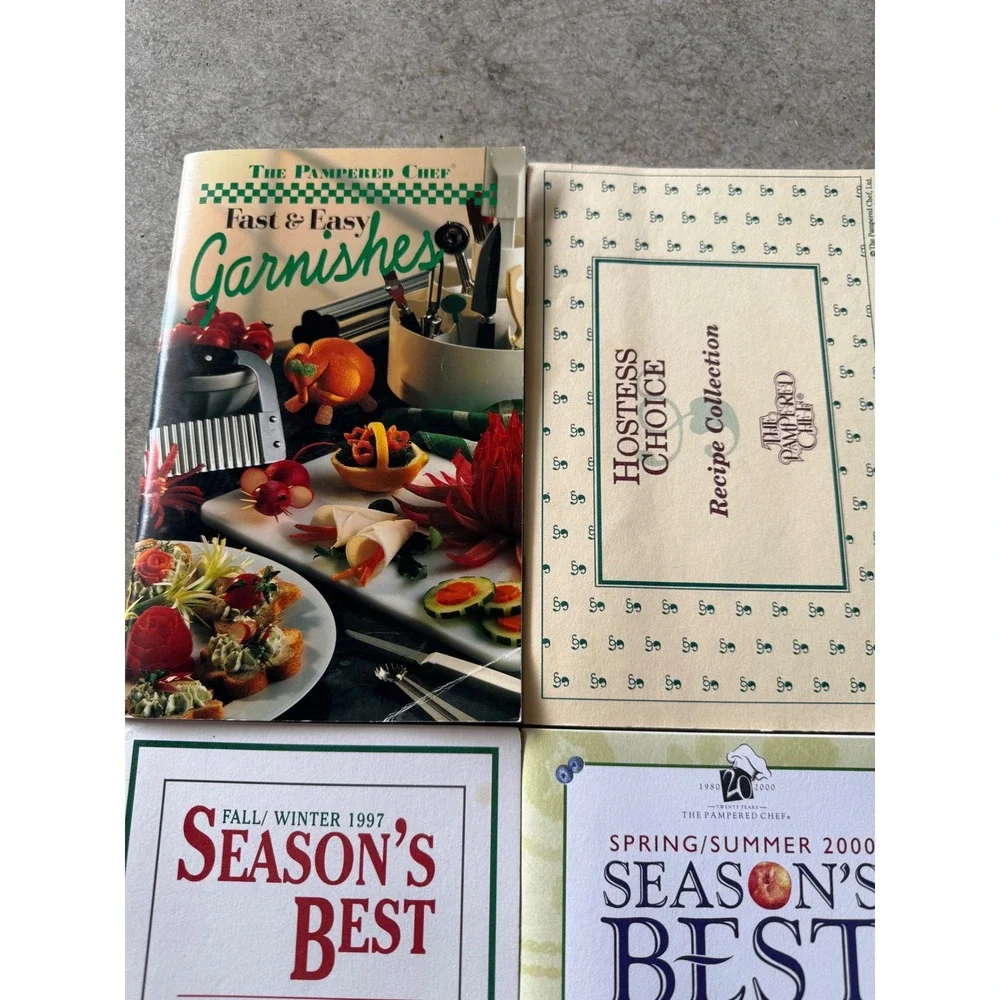 Pampered Chef Vintage Recipe Booklet Lot Season's Best Garnishes 4 Books 90s 00s